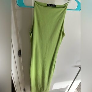 Tight bright green midi dress